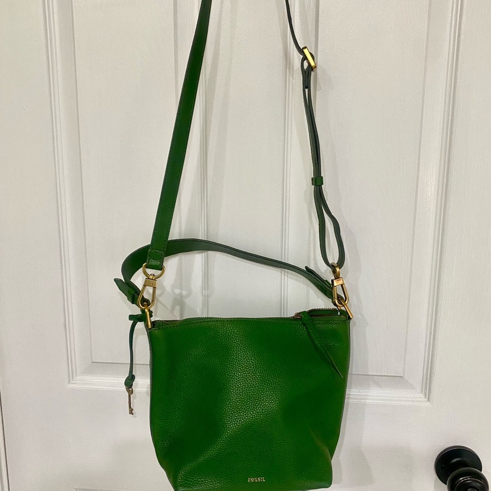 Fossil Green Leather Crossbody